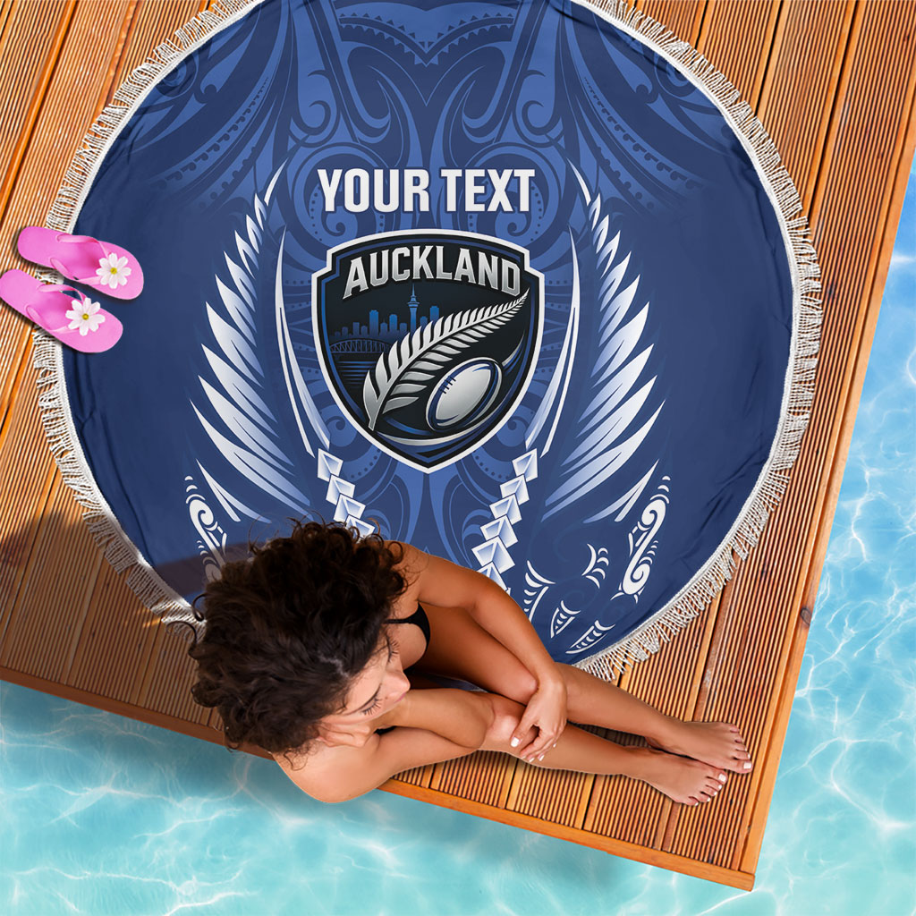 Auckland 2026 Rugby Custom Beach Blanket NZ Maori Silver Fern