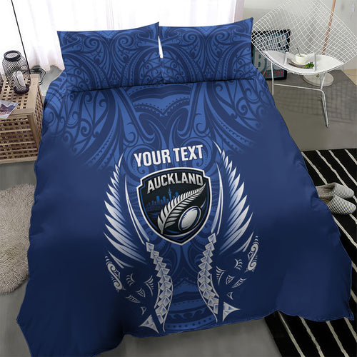 Auckland 2026 Rugby Custom Bedding Set NZ Maori Silver Fern