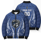 Auckland 2026 Rugby Custom Bomber Puffer Jacket NZ Maori Silver Fern