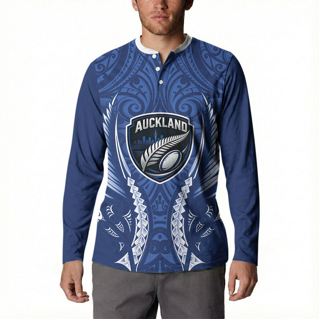 Auckland 2026 Rugby Custom Button Sweatshirt NZ Maori Silver Fern