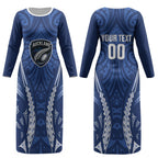 Auckland 2026 Rugby Custom Couples Matching Long Sleeve Bodycon Dress and Hawaiian Shirt NZ Maori Silver Fern LT14
