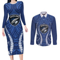 Auckland 2026 Rugby Custom Couples Matching Long Sleeve Bodycon Dress and Long Sleeve Button Shirt NZ Maori Silver Fern