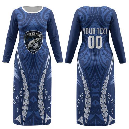 Auckland 2026 Rugby Custom Couples Matching Long Sleeve Bodycon Dress and Long Sleeve Button Shirt NZ Maori Silver Fern LT14