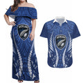Auckland 2026 Rugby Custom Couples Matching Off Shoulder Maxi Dress and Hawaiian Shirt NZ Maori Silver Fern