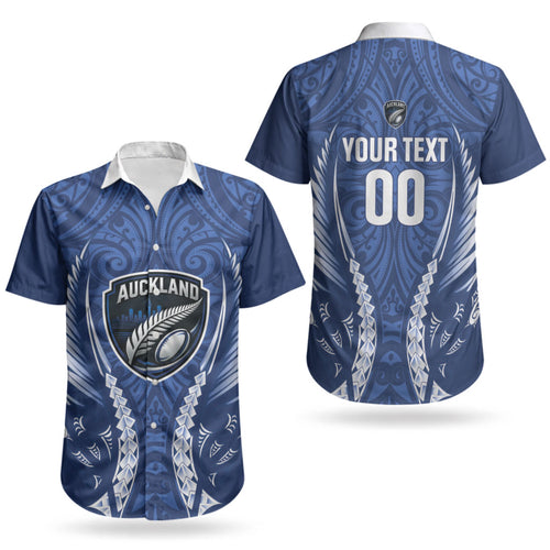 Auckland 2026 Rugby Custom Couples Matching Off Shoulder Short Dress and Hawaiian Shirt NZ Maori Silver Fern LT14