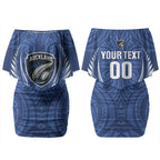 Auckland 2026 Rugby Custom Couples Matching Off Shoulder Short Dress and Long Sleeve Button Shirt NZ Maori Silver Fern LT14