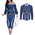 Auckland 2026 Rugby Custom Couples Matching Off The Shoulder Long Sleeve Dress and Long Sleeve Button Shirt NZ Maori Silver Fern