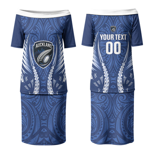 Auckland 2026 Rugby Custom Couples Matching Puletasi and Hawaiian Shirt NZ Maori Silver Fern LT14