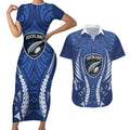 Auckland 2026 Rugby Custom Couples Matching Short Sleeve Bodycon Dress and Hawaiian Shirt NZ Maori Silver Fern