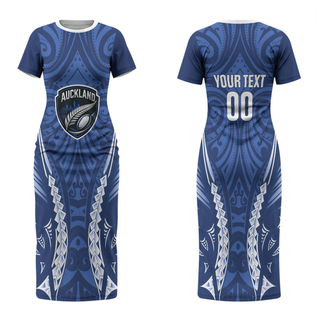 Auckland 2026 Rugby Custom Couples Matching Short Sleeve Bodycon Dress and Long Sleeve Button Shirt NZ Maori Silver Fern LT14