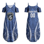 Auckland 2026 Rugby Custom Couples Matching Summer Maxi Dress and Hawaiian Shirt NZ Maori Silver Fern LT14