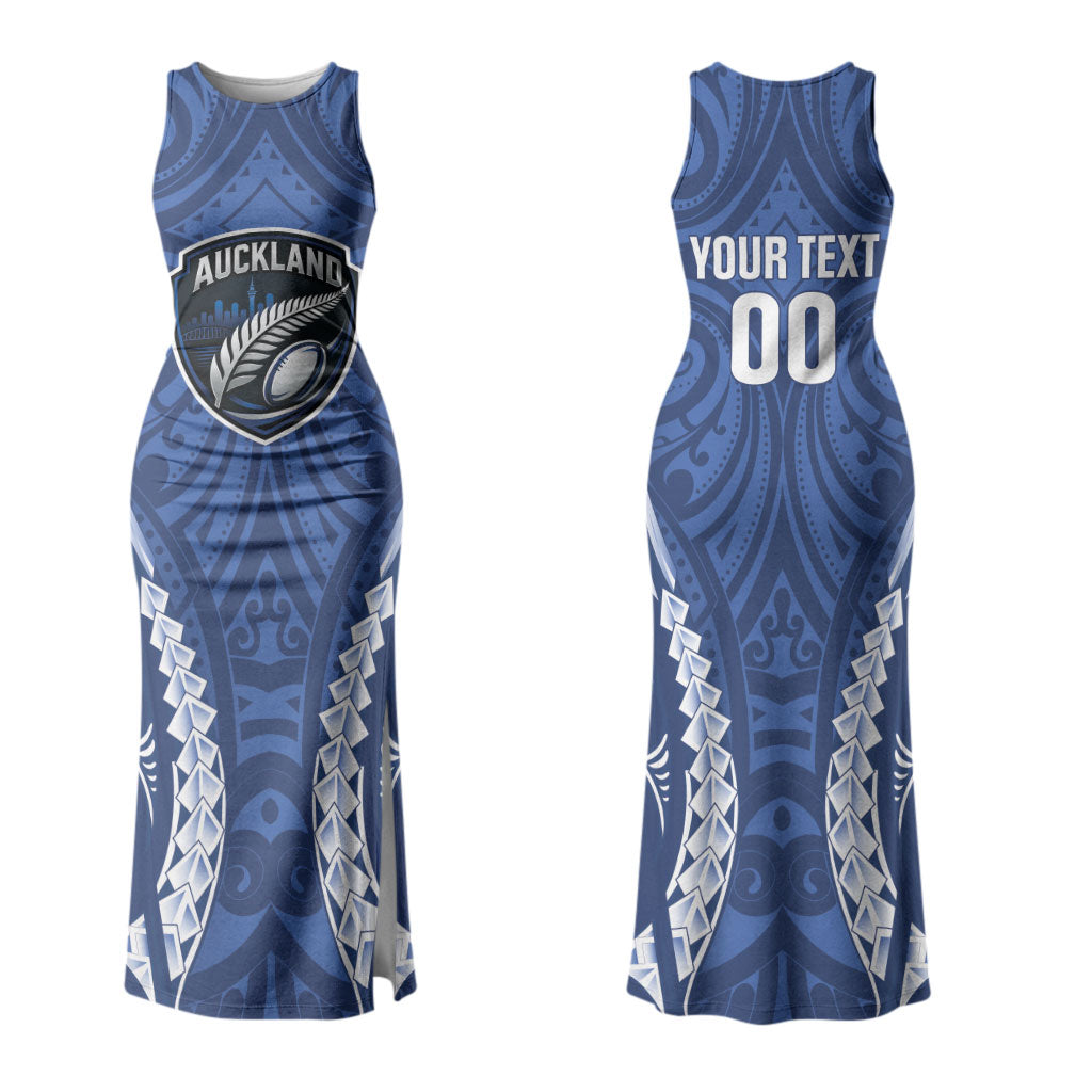 Auckland 2026 Rugby Custom Couples Matching Tank Maxi Dress and Long Sleeve Button Shirt NZ Maori Silver Fern LT14