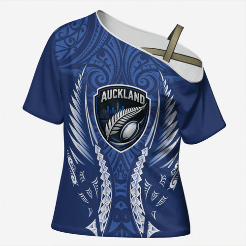 Auckland 2026 Rugby Custom Cross Shoulder Shirt NZ Maori Silver Fern