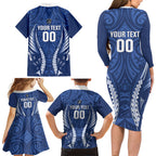 Auckland 2026 Rugby Custom Family Matching Long Sleeve Bodycon Dress and Hawaiian Shirt NZ Maori Silver Fern