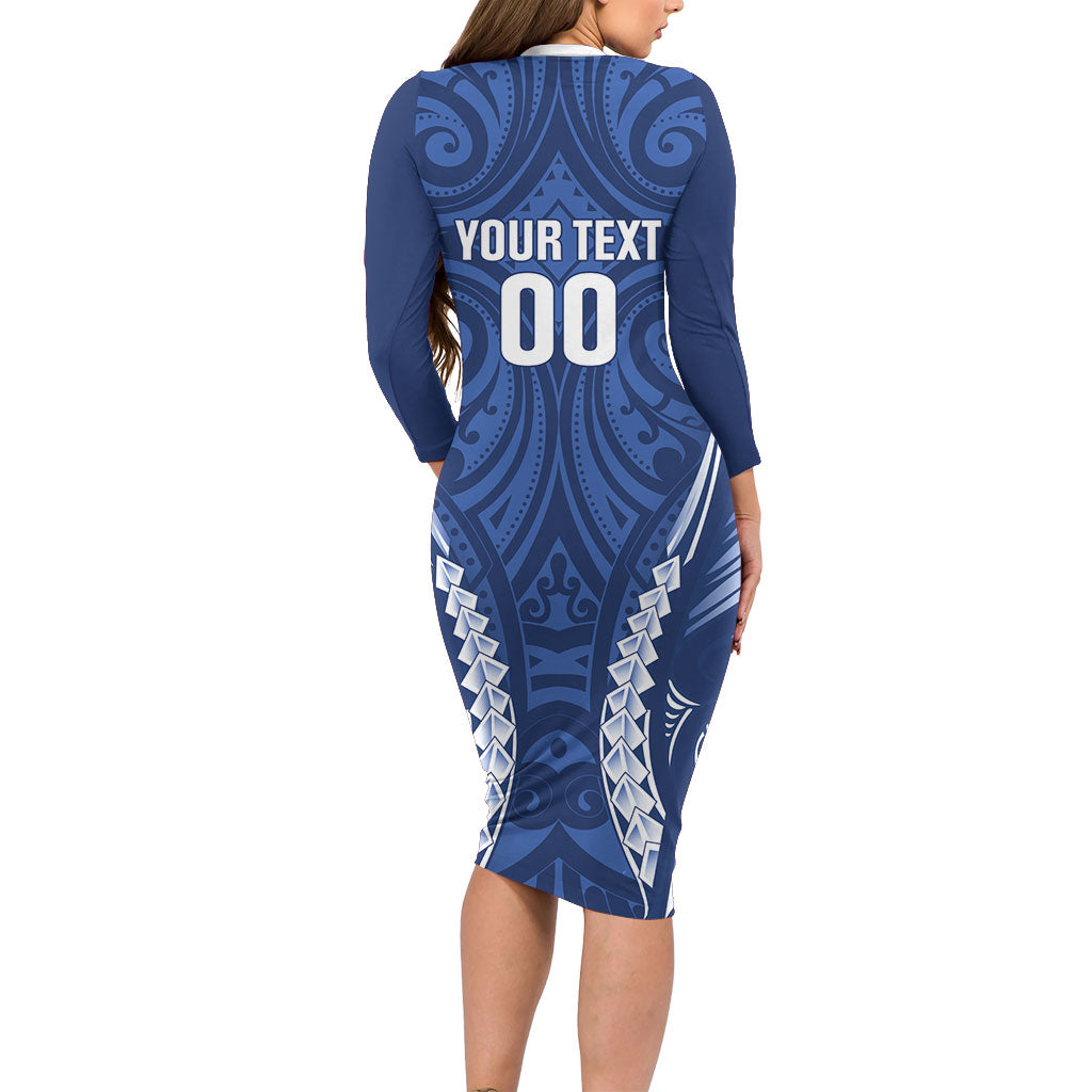 Auckland 2026 Rugby Custom Family Matching Long Sleeve Bodycon Dress and Hawaiian Shirt NZ Maori Silver Fern