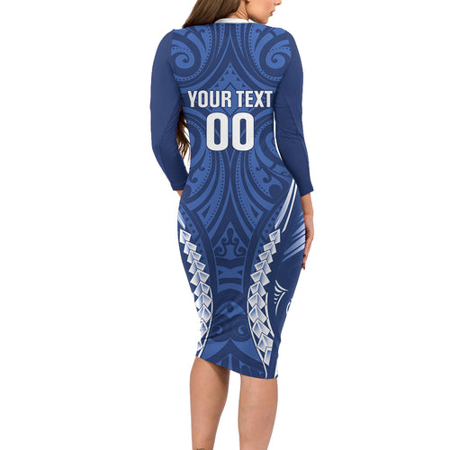 Auckland 2026 Rugby Custom Family Matching Long Sleeve Bodycon Dress and Hawaiian Shirt NZ Maori Silver Fern