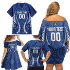 Auckland 2026 Rugby Custom Family Matching Off Shoulder Short Dress and Hawaiian Shirt NZ Maori Silver Fern