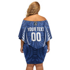 Auckland 2026 Rugby Custom Family Matching Off Shoulder Short Dress and Hawaiian Shirt NZ Maori Silver Fern