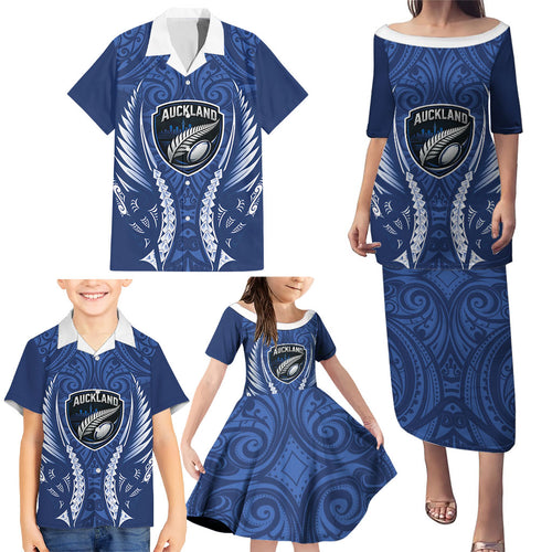 Auckland 2026 Rugby Custom Family Matching Puletasi and Hawaiian Shirt NZ Maori Silver Fern