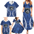 Auckland 2026 Rugby Custom Family Matching Summer Maxi Dress and Hawaiian Shirt NZ Maori Silver Fern