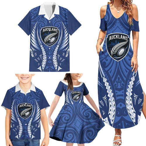 Auckland 2026 Rugby Custom Family Matching Summer Maxi Dress and Hawaiian Shirt NZ Maori Silver Fern