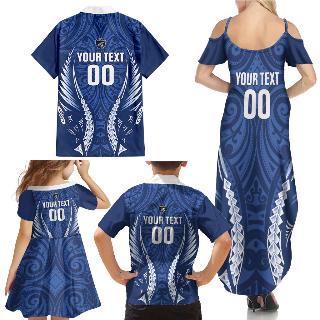 Auckland 2026 Rugby Custom Family Matching Summer Maxi Dress and Hawaiian Shirt NZ Maori Silver Fern