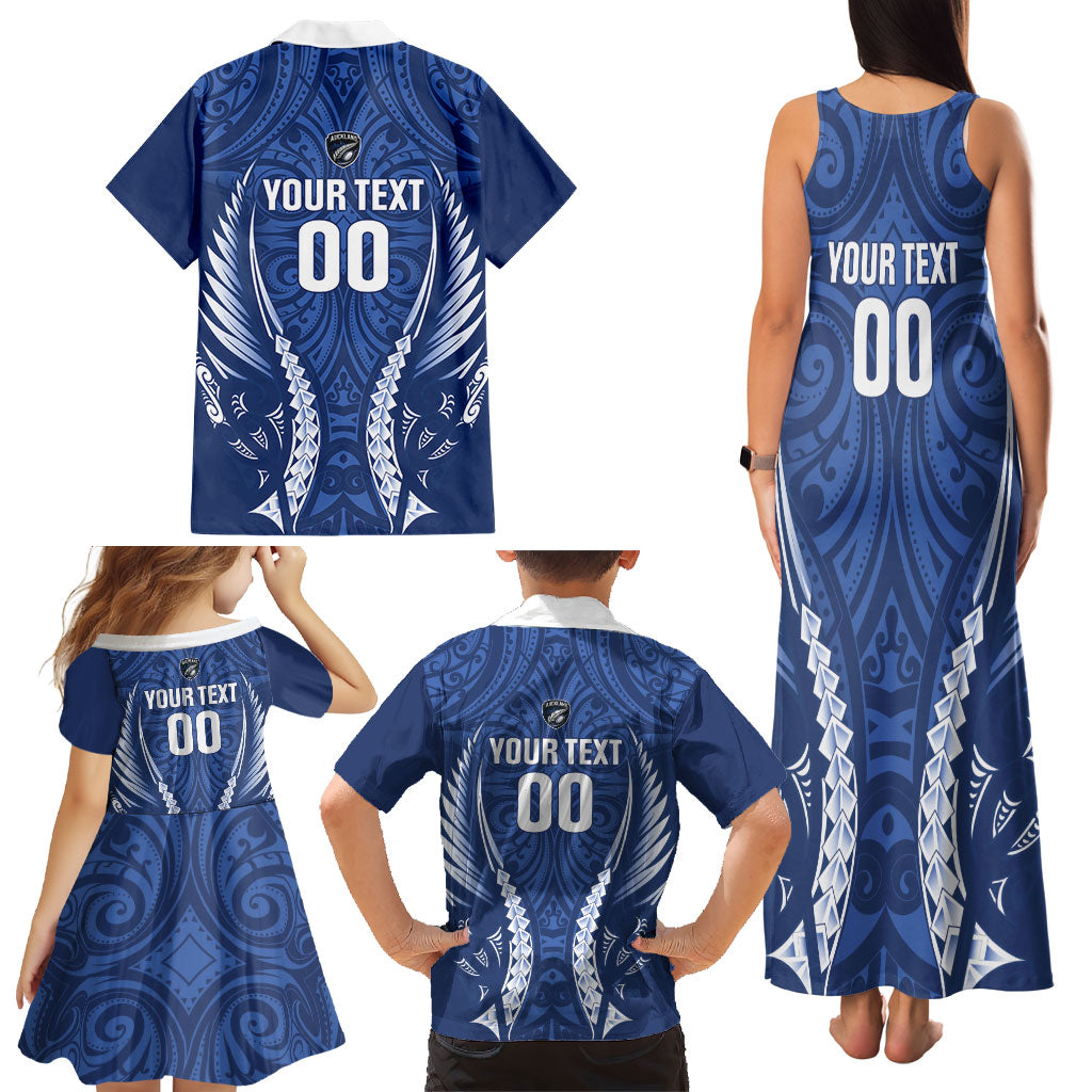 Auckland 2026 Rugby Custom Family Matching Tank Maxi Dress and Hawaiian Shirt NZ Maori Silver Fern
