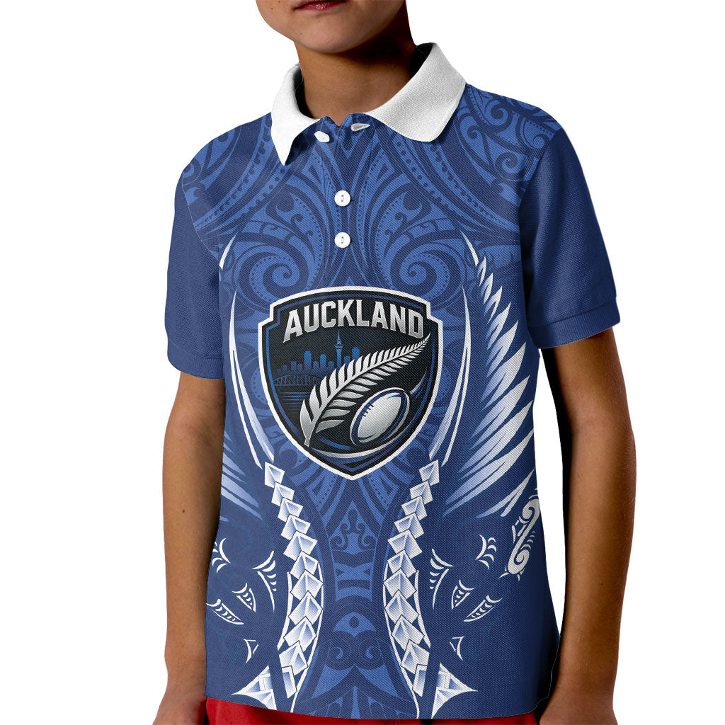 Auckland 2026 Rugby Custom Kid Polo Shirt NZ Maori Silver Fern