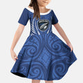 Auckland 2026 Rugby Custom Kid Short Sleeve Dress NZ Maori Silver Fern