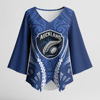 Auckland 2026 Rugby Custom Kimono Sleeve Blouse NZ Maori Silver Fern