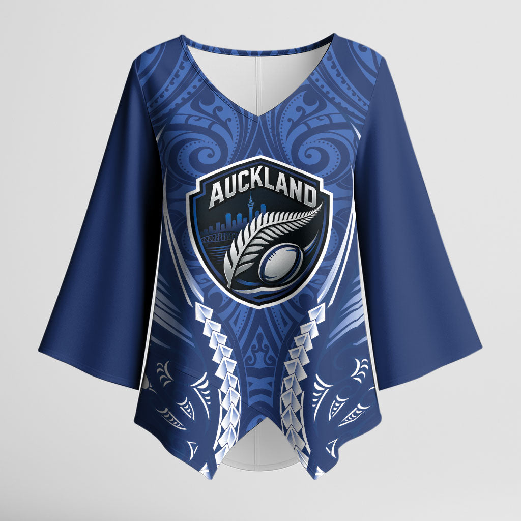 Auckland 2026 Rugby Custom Kimono Sleeve Blouse NZ Maori Silver Fern