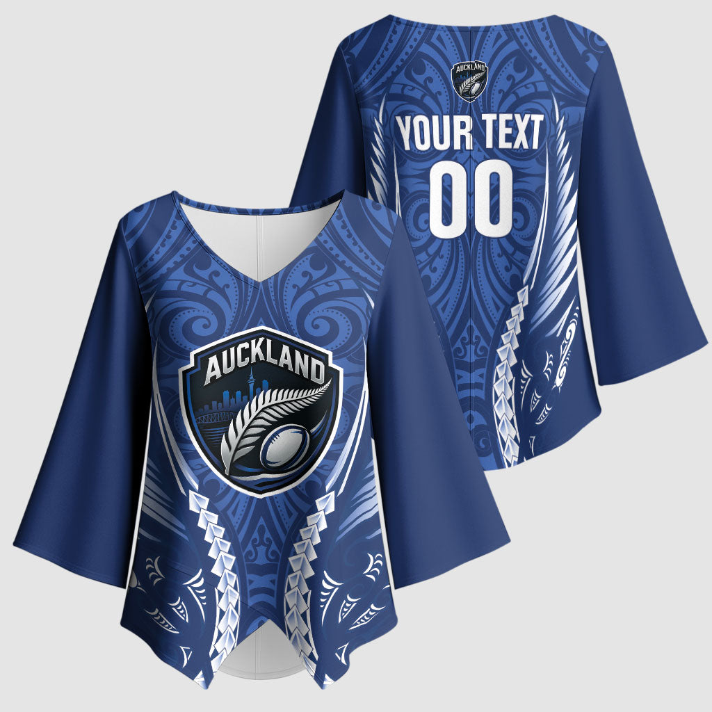 Auckland 2026 Rugby Custom Kimono Sleeve Blouse NZ Maori Silver Fern