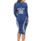Auckland 2026 Rugby Custom Long Sleeve Bodycon Dress NZ Maori Silver Fern