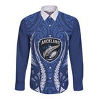 Auckland 2026 Rugby Custom Long Sleeve Button Shirt NZ Maori Silver Fern
