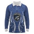 Auckland 2026 Rugby Custom Long Sleeve Polo Shirt NZ Maori Silver Fern