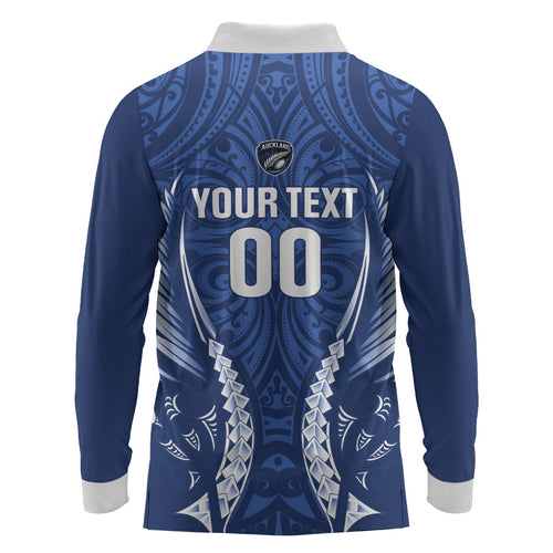Auckland 2026 Rugby Custom Long Sleeve Polo Shirt NZ Maori Silver Fern