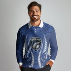 Auckland 2026 Rugby Custom Long Sleeve Polo Shirt NZ Maori Silver Fern