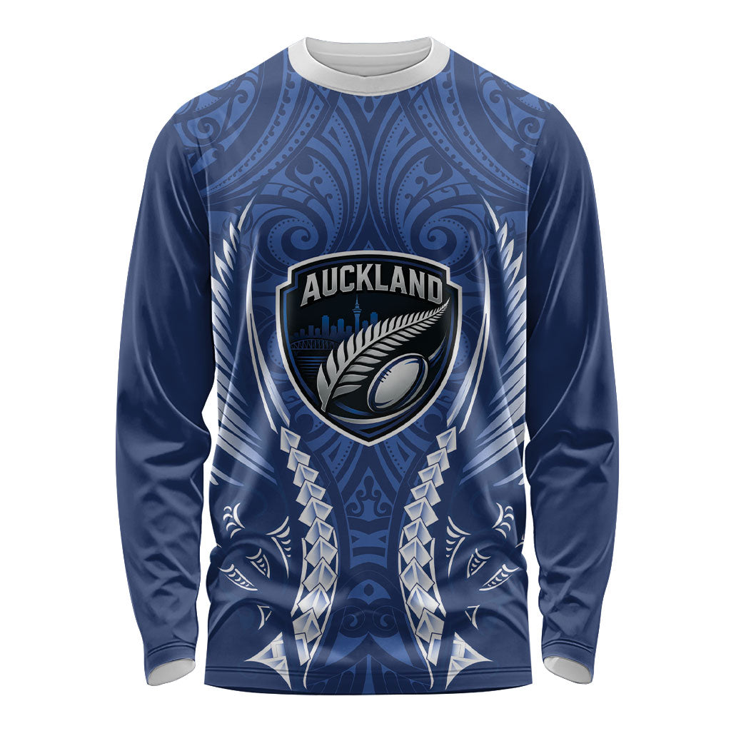 Auckland 2026 Rugby Custom Long Sleeve Shirt NZ Maori Silver Fern