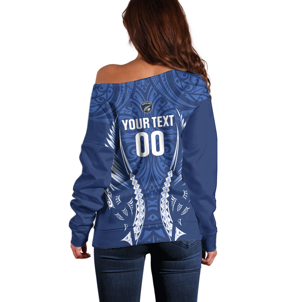 Auckland 2026 Rugby Custom Off Shoulder Sweater NZ Maori Silver Fern