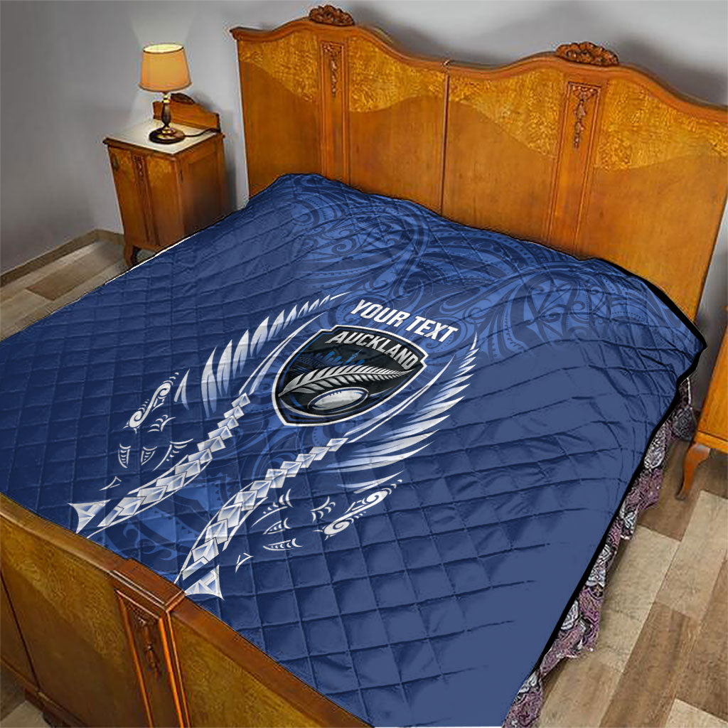 Auckland 2026 Rugby Custom Quilt NZ Maori Silver Fern