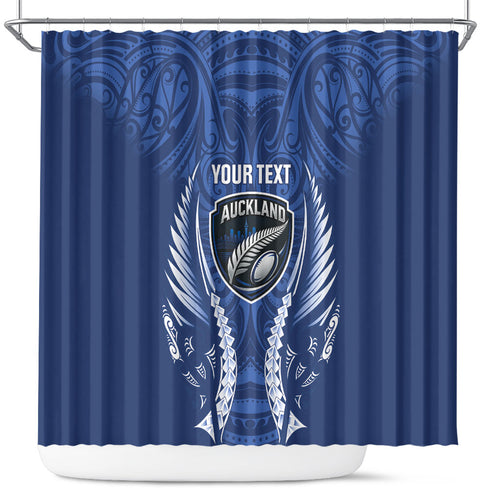Auckland 2026 Rugby Custom Shower Curtain NZ Maori Silver Fern