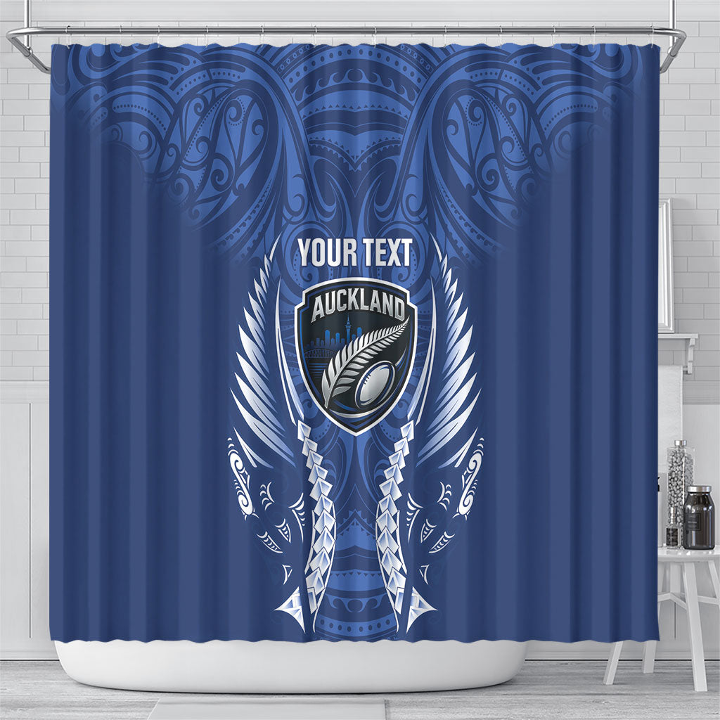 Auckland 2026 Rugby Custom Shower Curtain NZ Maori Silver Fern