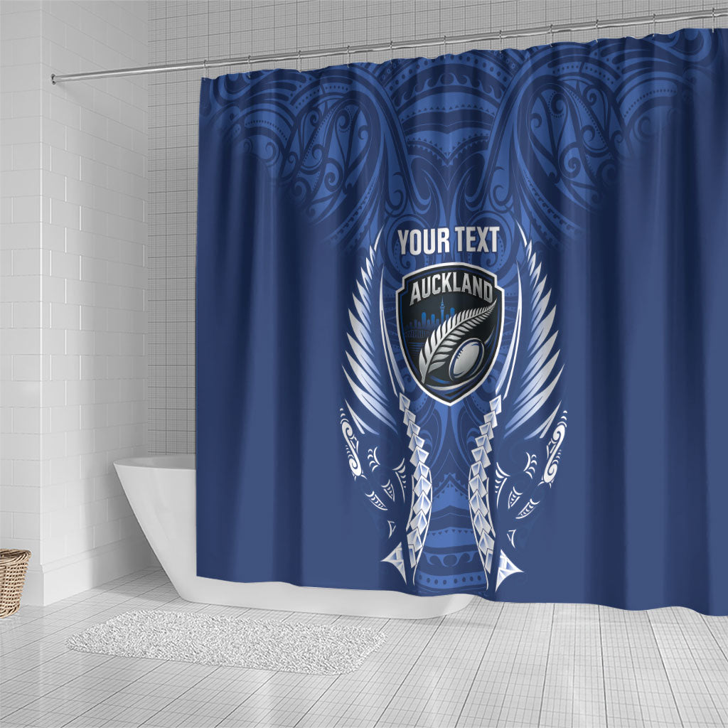 Auckland 2026 Rugby Custom Shower Curtain NZ Maori Silver Fern