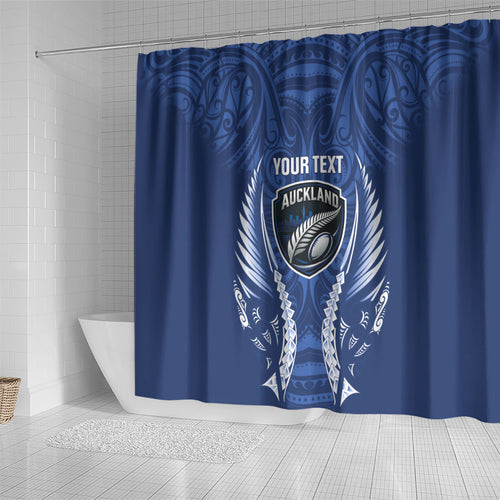 Auckland 2026 Rugby Custom Shower Curtain NZ Maori Silver Fern