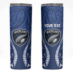 Auckland 2026 Rugby Custom Skinny Tumbler NZ Maori Silver Fern
