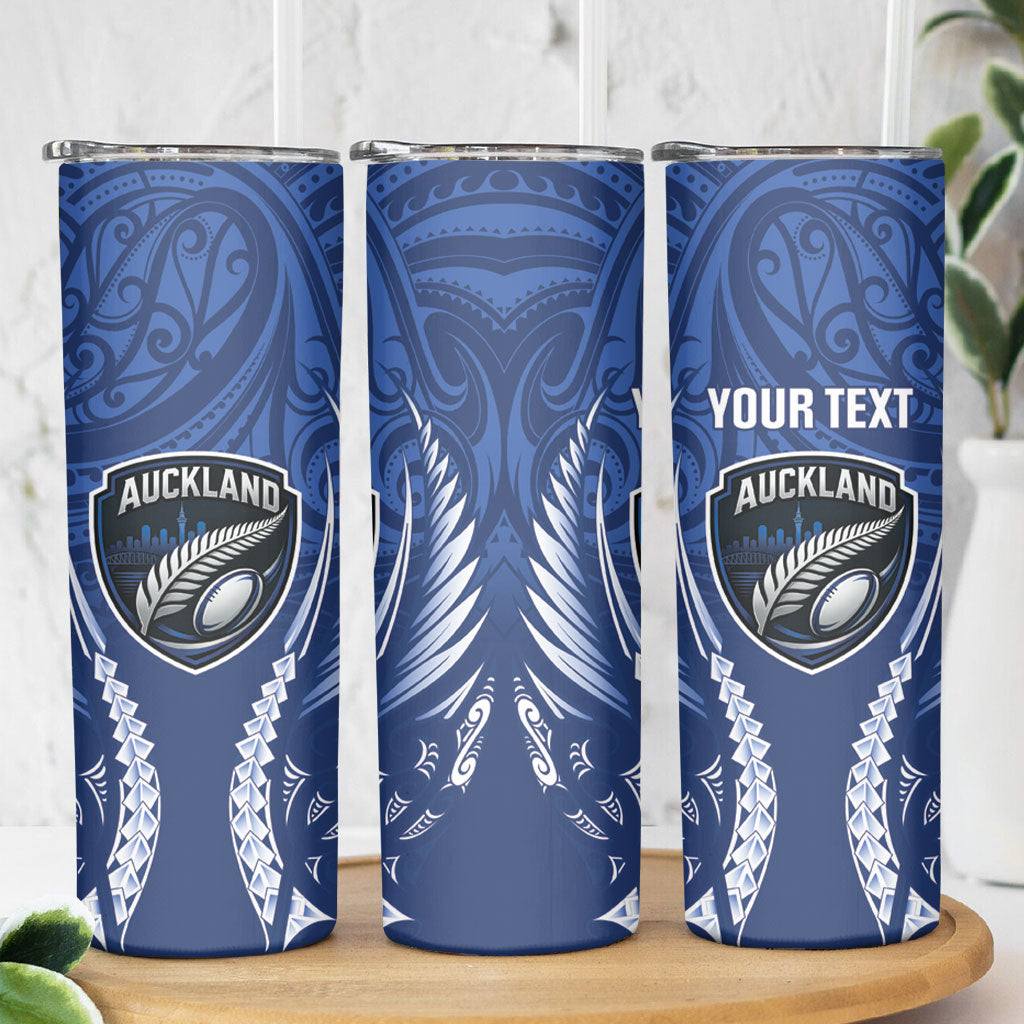 Auckland 2026 Rugby Custom Skinny Tumbler NZ Maori Silver Fern
