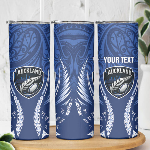 Auckland 2026 Rugby Custom Skinny Tumbler NZ Maori Silver Fern