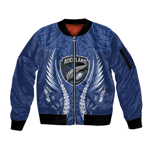 Auckland 2026 Rugby Custom Sleeve Zip Bomber Jacket NZ Maori Silver Fern