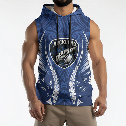 Auckland 2026 Rugby Custom Sleeveless Hoodie NZ Maori Silver Fern