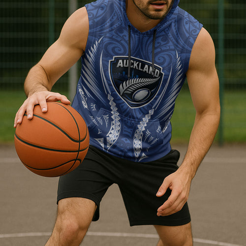 Auckland 2026 Rugby Custom Sleeveless Hoodie NZ Maori Silver Fern